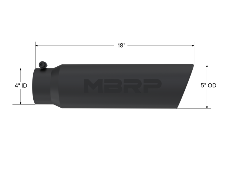 Load image into Gallery viewer, MBRP Universal 5in OD Angled Rolled End 4in Inlet 18in Lgth Black Finish Exhaust Tip
