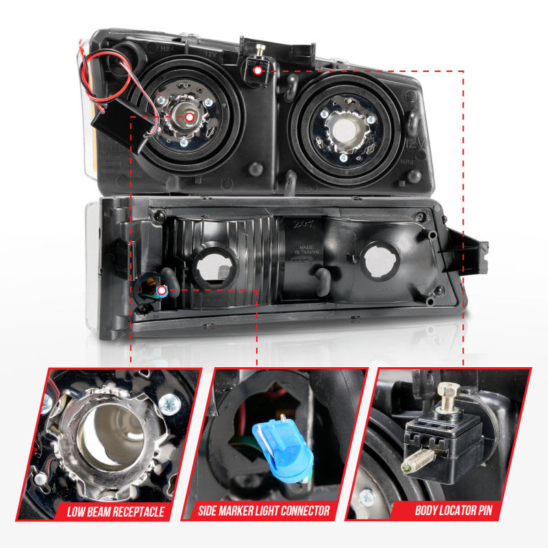 Load image into Gallery viewer, ANZO 2003-2006 Chevrolet Silverado 1500 Crystal Headlights w/ Light Bar Black Housing
