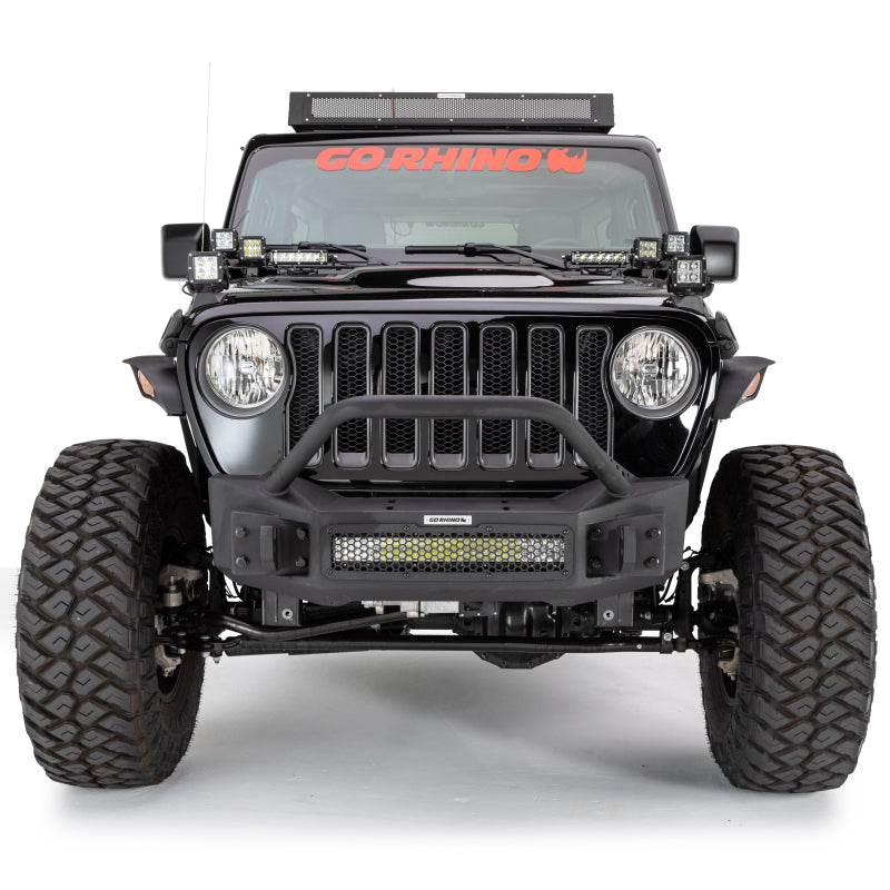 Load image into Gallery viewer, Go Rhino 07-20 Jeep Wrangler JL/JLU/JK/JKU/Gladiator JT Rockline Front Stubby Bumper w/ Overrider

