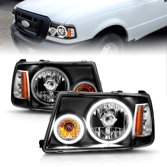 ANZO 2001-2011 Ford Ranger Projector Headlights w/ Halo Black (CCFL) 1 pc