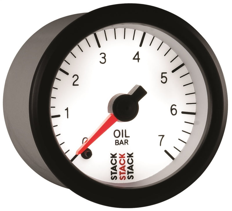 Load image into Gallery viewer, Autometer Stack 52mm 0-7 Bar M10 Male Pro Stepper Motor Oil Pressure Gauge - White
