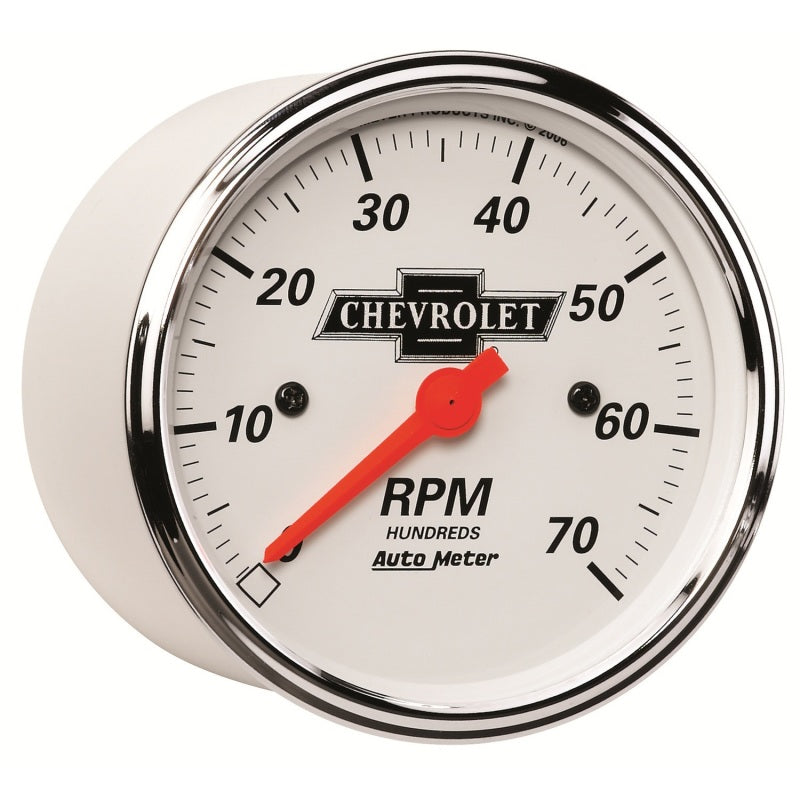 Load image into Gallery viewer, Autometer Arctic White GM 3-1/8in 7000RPM 4, 6, 8 Cyl Electrical Tachometer Gauge
