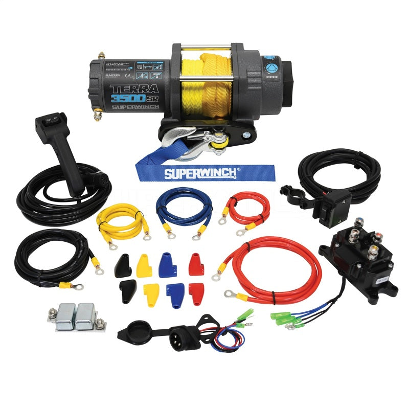 Load image into Gallery viewer, Superwinch 3500 LBS 12V DC 7/32in x 32ft Synthetic Rope Terra 3500SR Winch - Gray Wrinkle
