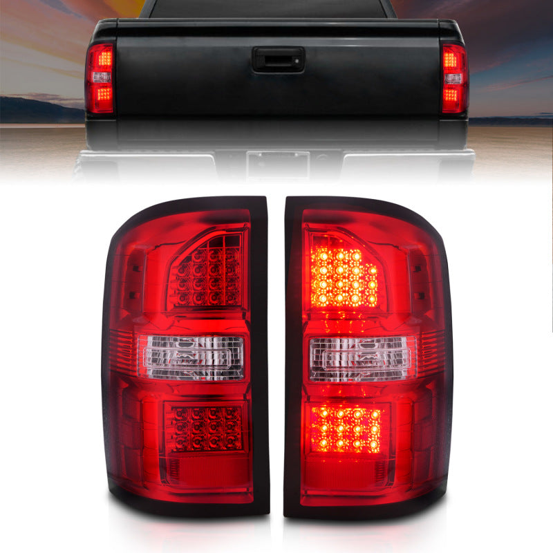 Load image into Gallery viewer, ANZO 2014-2018 GMC Sierra LED Tail Lights Black Housing Red/Clear Lens
