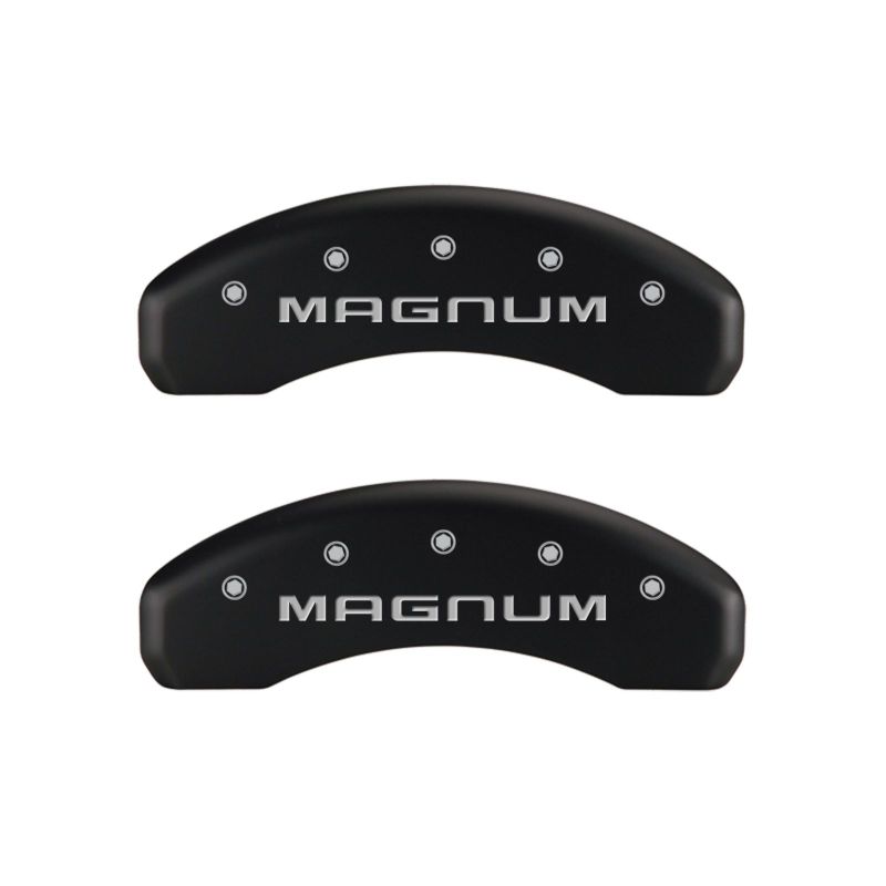 Load image into Gallery viewer, MGP 4 Caliper Covers Engraved Front &amp; Rear Magnum Red finish silver ch
