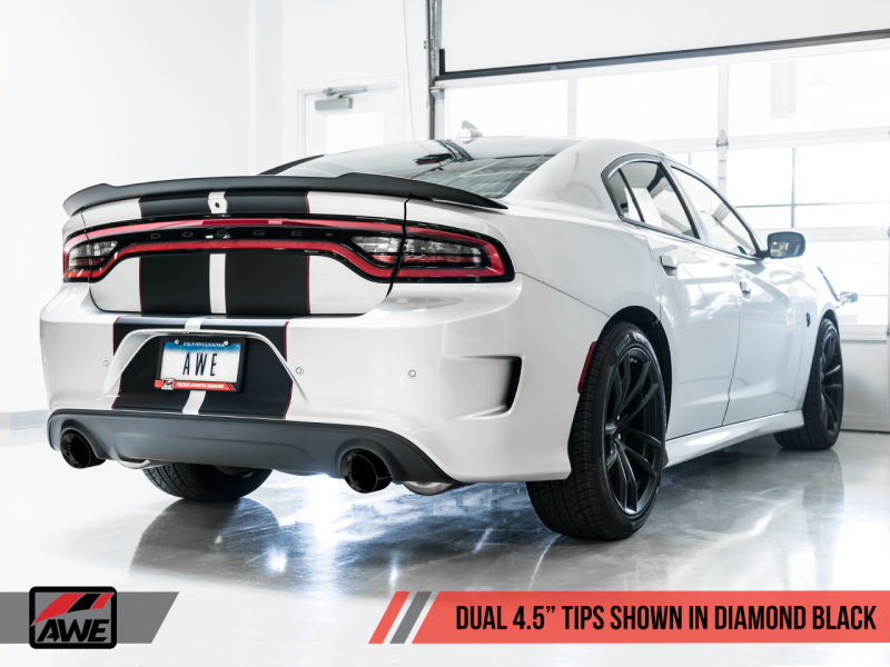 Load image into Gallery viewer, AWE Tuning 2017+ Dodge Charger 5.7L Touring Edition Exhaust - Non-Resonated - Diamond Black Tips
