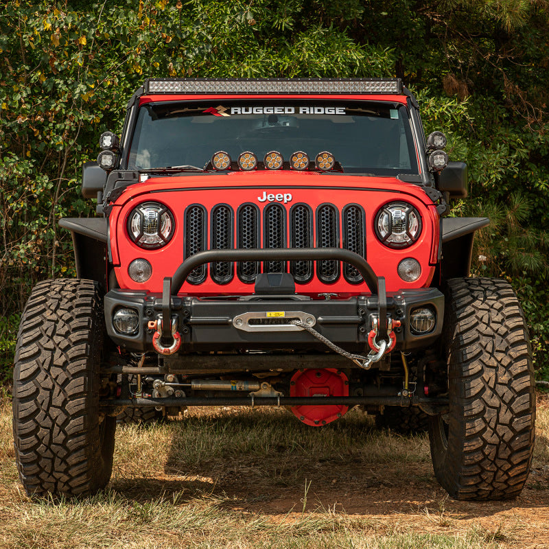 Load image into Gallery viewer, Rugged Ridge Arcus Front Bumper Tube Overrider Black JK
