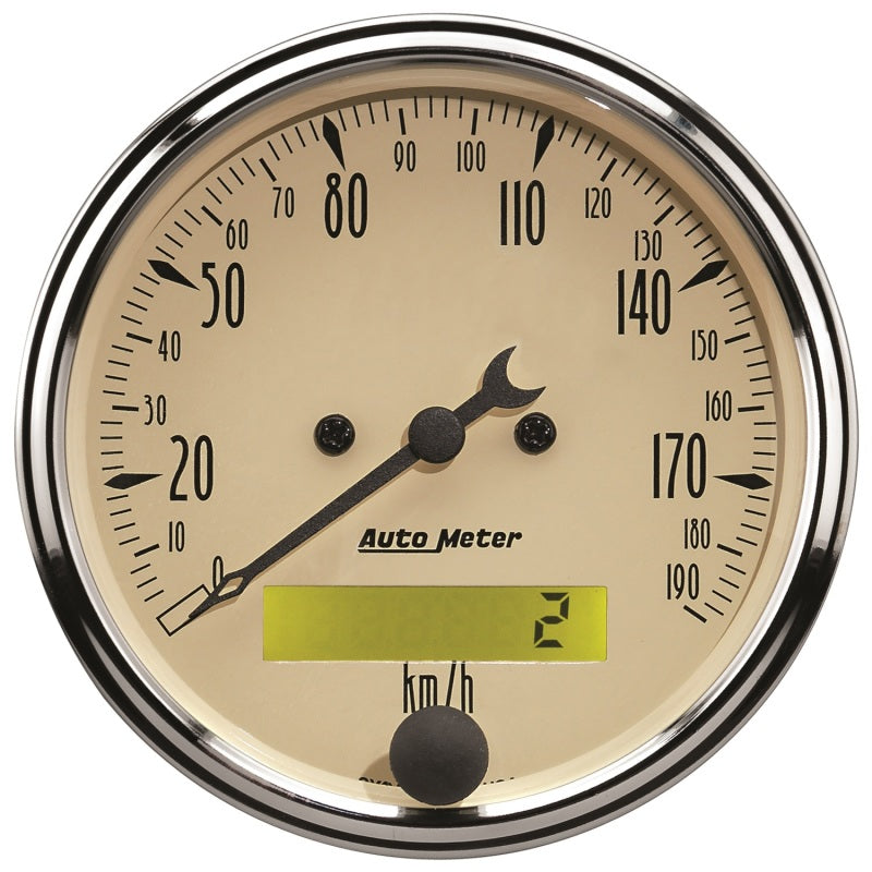 Load image into Gallery viewer, Autometer Antique Beige 5-Gauge Kit 3-1/8in Electrical Speedometer 190KPH
