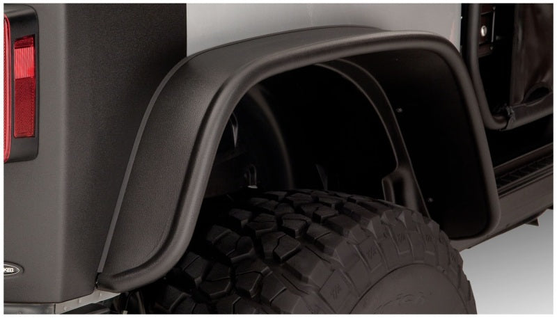 Load image into Gallery viewer, Bushwacker 07-18 Jeep Wrangler Flat Style Flares 4pc Fits 2-Door Sport Utility Only - Black
