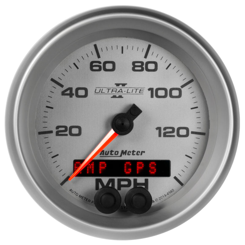 Load image into Gallery viewer, Autometer Ultra-Lite II 3-3/8in 0-140MPH In-Dash Electronic GPS Programmable Speedometer
