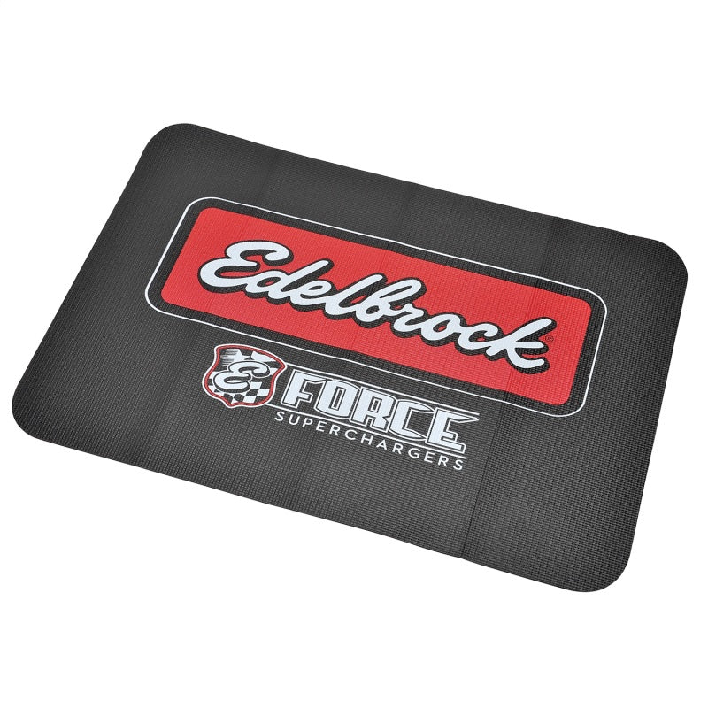 Load image into Gallery viewer, Edelbrock Racing Fender Cover - PVC Foam Mat - 2 Color Printed Edelbrock Racing Logo
