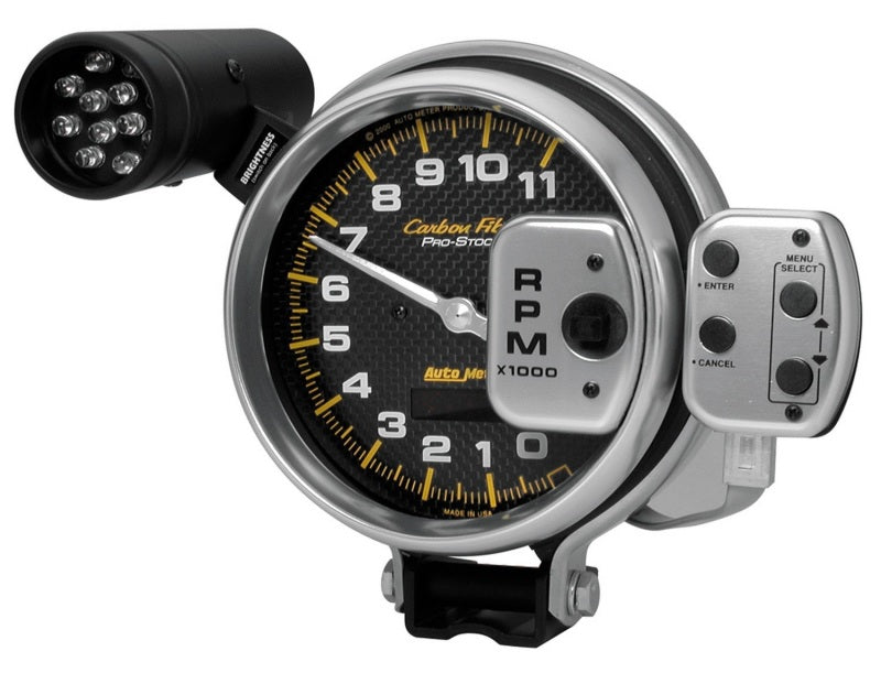Load image into Gallery viewer, Autometer Carbon Fiber 5 inch 11000 RPM ProStock/Memory Tachometer

