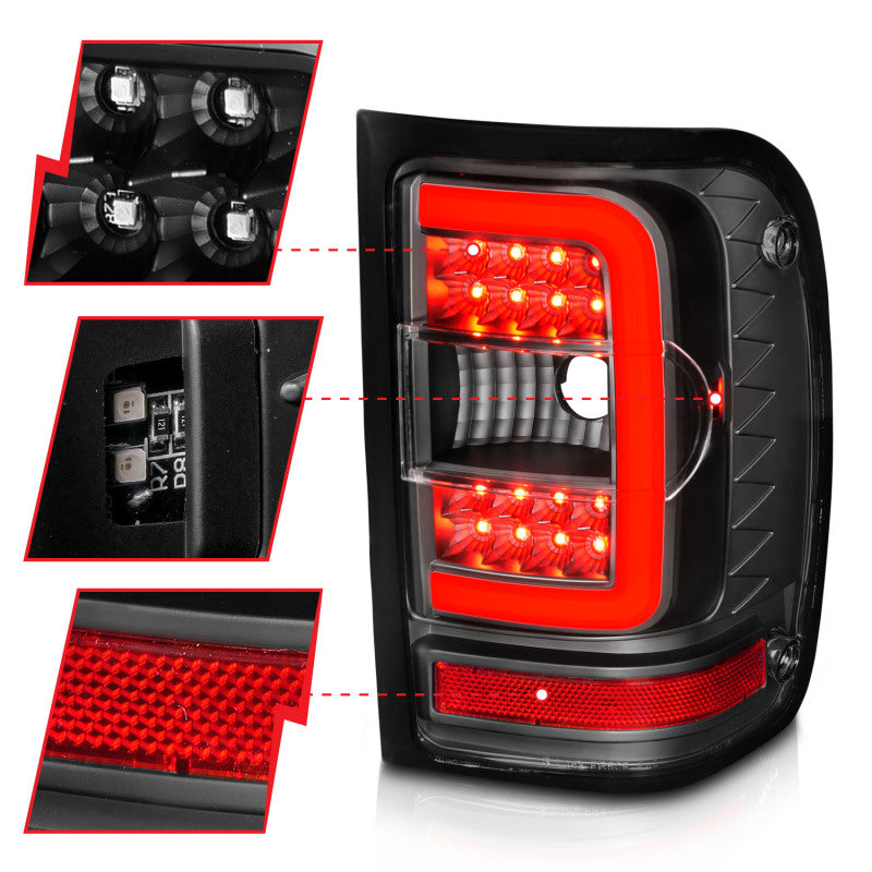 Load image into Gallery viewer, ANZO 2001-2011 Ford  Ranger LED Tail Lights w/ Light Bar Black Housing Clear Lens
