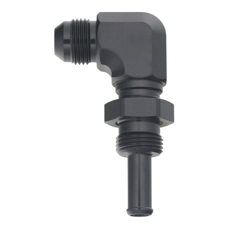 Load image into Gallery viewer, DeatschWerks 8AN Male Flare to Straight 3/8in Single Hose Barb - Anodized Matte Black
