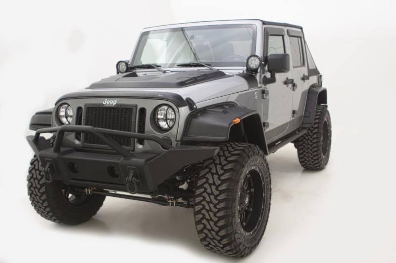 Load image into Gallery viewer, AVS 07-18 Jeep Wrangler (2 Door) Ventvisor &amp; Aeroskin Deflector Combo Kit - Matte Black
