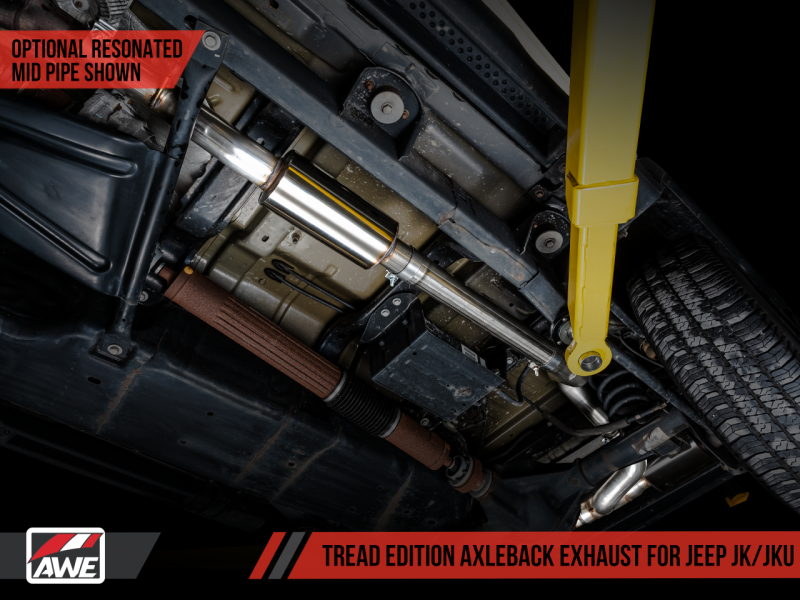 Load image into Gallery viewer, AWE Tuning 07-18 Jeep Wrangler JK/JKU 3.6L Tread Edition Axle-Back Dual Exhaust - Chrome Silver Tips
