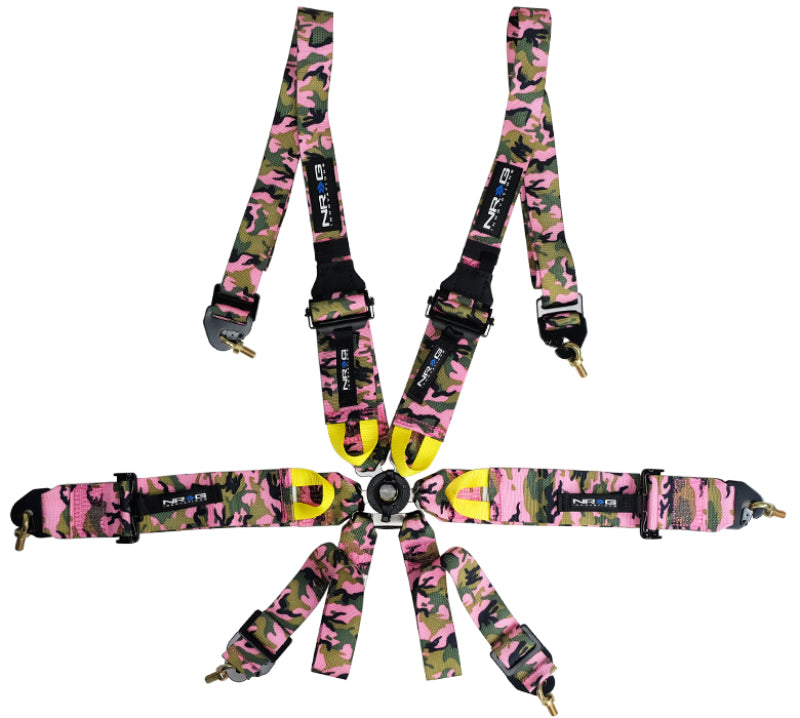 Load image into Gallery viewer, NRG FIA 6pt 2in. Shoulder Belt for HANS Device/ Rotary Cam Lock Buckle/ 3in. Waist Belt - Pink Camo
