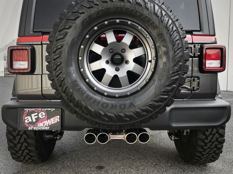 Load image into Gallery viewer, aFe Rebel Series 2.5in. 304 SS C/B Exhaust System 2018 Jeep Wrangler (JL) V6-3.6L - Polished Tip
