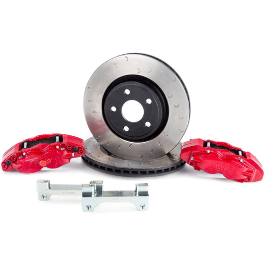 Alcon 07+ Jeep JK 350x32mm Rotors 4-Piston Red Calipers Front Brake Upgrade Kit