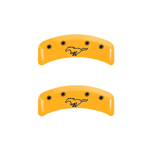 MGP 4 Caliper Covers Engraved Front Mustang Rear Pony Yellow Finish Black Char 2004 Ford Mustang
