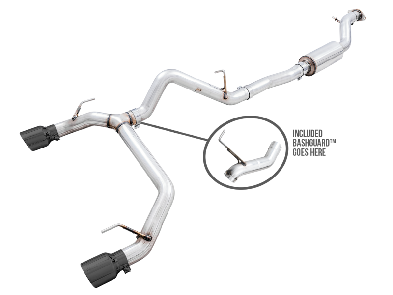 Load image into Gallery viewer, AWE Tuning 2021+ Ford Bronco 0FG Dual Rear Exit Exhaust w/Diamond Black Tips &amp; Bash Guard
