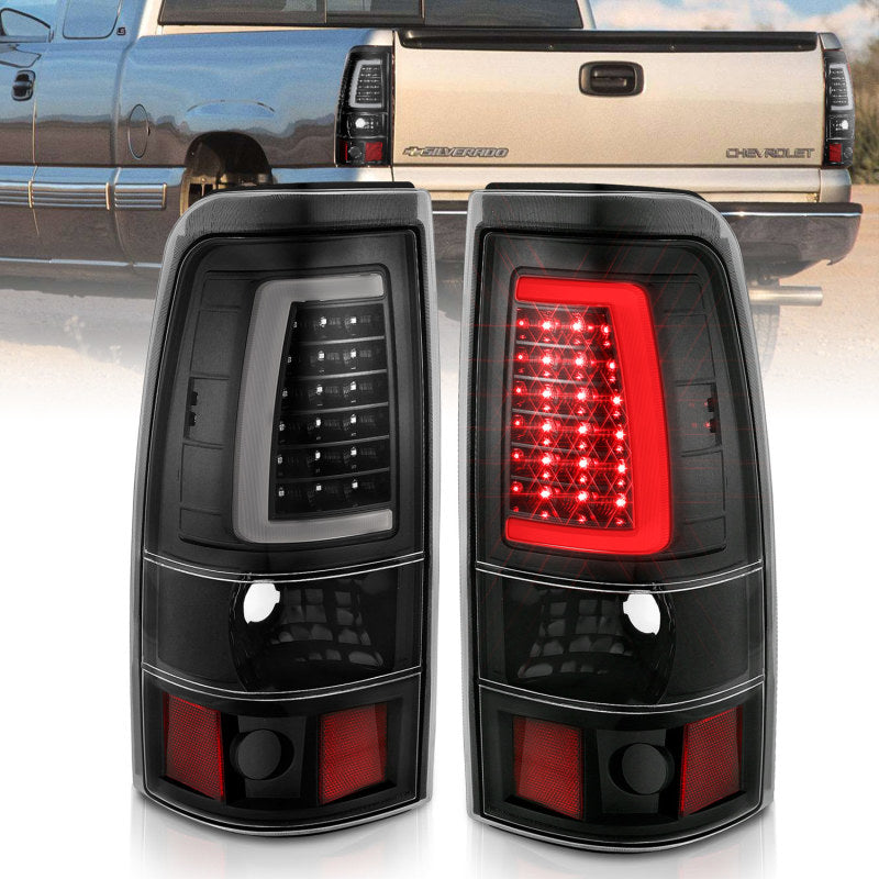 Load image into Gallery viewer, ANZO 1999-2002 Chevy Silverado 1500 LED Taillights Plank Style Black w/Clear Lens
