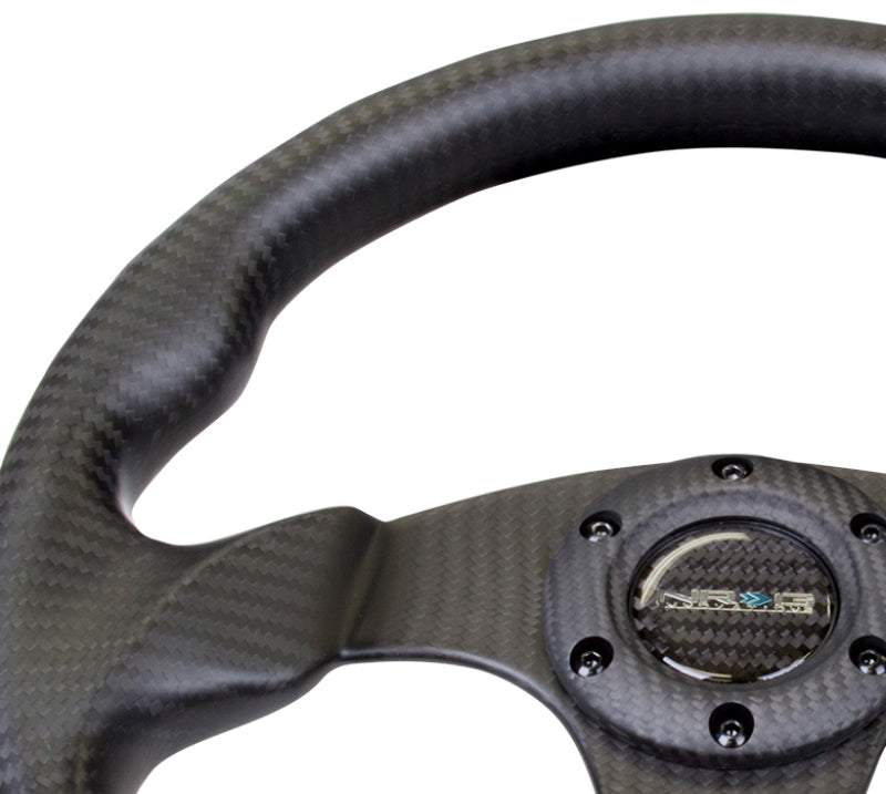 Load image into Gallery viewer, NRG Carbon Fiber Steering Wheel (320mm) Flat Bottom Matte Black Carbon
