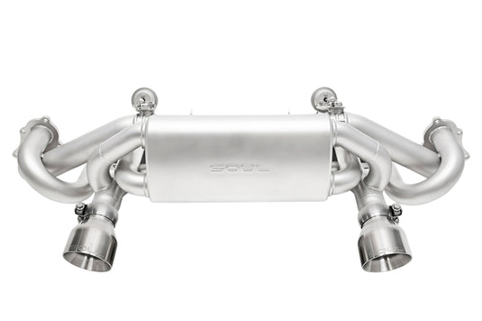 SOUL 2020+ Porsche 718 GT4 / Spyder / GTS 4.0L Valved Exhaust - Brushed Straight Cut Tips - No VC