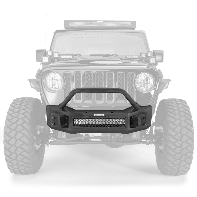 Load image into Gallery viewer, Go Rhino 07-20 Jeep Wrangler JL/JLU/JK/JKU/Gladiator JT Rockline Front Stubby Bumper w/ Overrider
