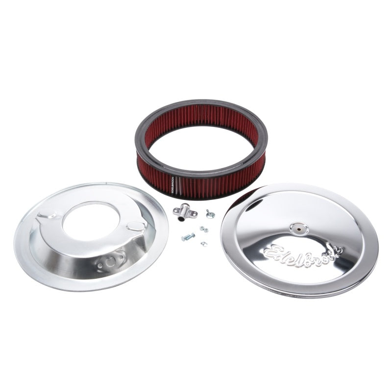Load image into Gallery viewer, Edelbrock Air Cleaner Pro-Flo Series Round 14 In Diameter Cloth Element 3/8In Dropped Base Chrome
