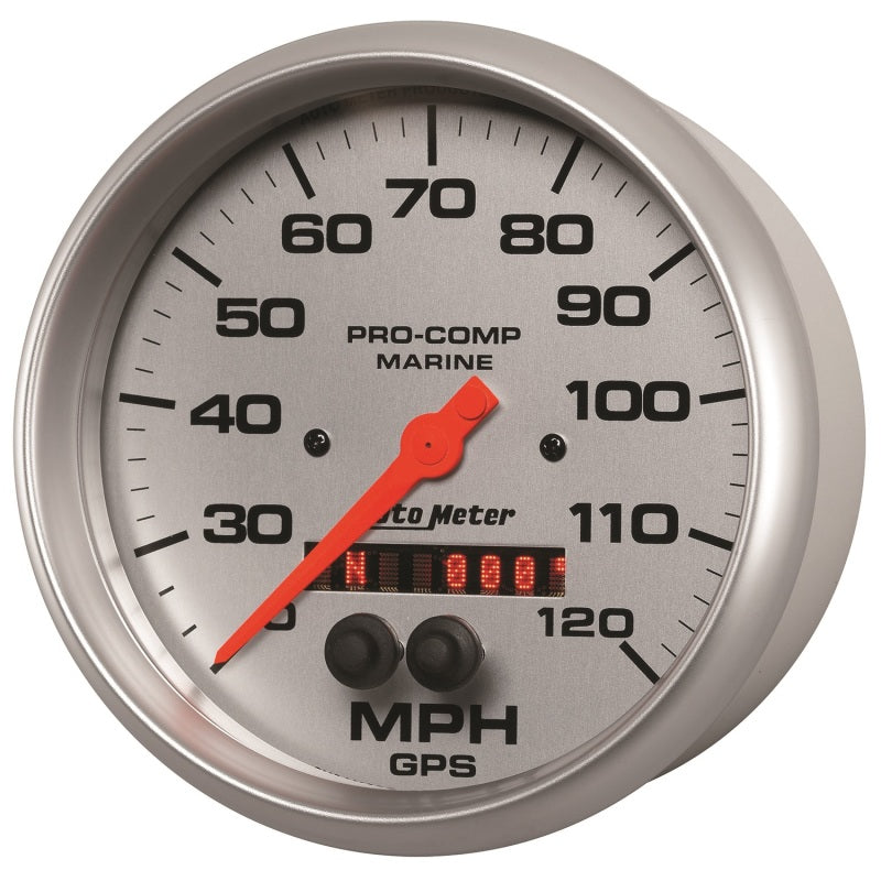 Load image into Gallery viewer, Autometer Marine Silver Ultra-Lite 5in 120mph GPS Speedometer
