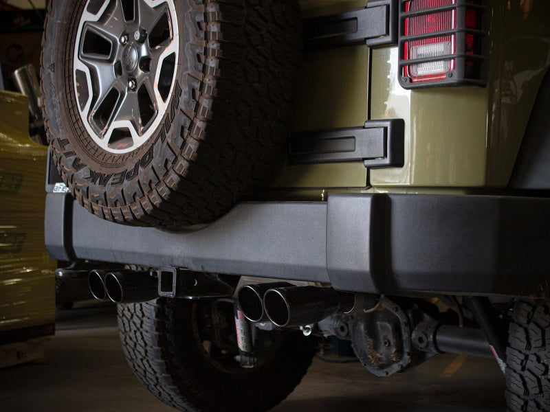 Load image into Gallery viewer, aFe Rebel Series 2.5in 409 SS Axle-Back Exhaust System Black 07-18 Jeep Wrangler (JK) V6-3.6L/3.8L
