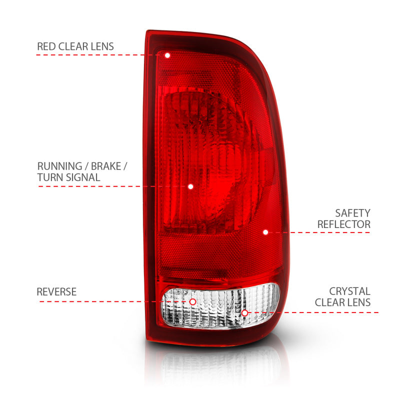 Load image into Gallery viewer, ANZO 1997-2003 Ford F-150 Taillight Red/Clear Lens (OE Replacement)
