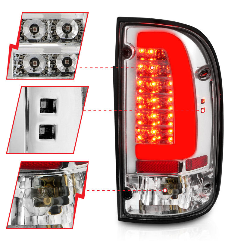 Load image into Gallery viewer, ANZO 95-00 Toyota Tacoma LED Taillights Chrome Housing Clear Lens (Pair)
