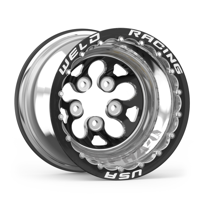 Weld Alpha-1 15x12 / 5x4.75 BP / 5in. BS Black Wheel - Black Double Beadlock MT