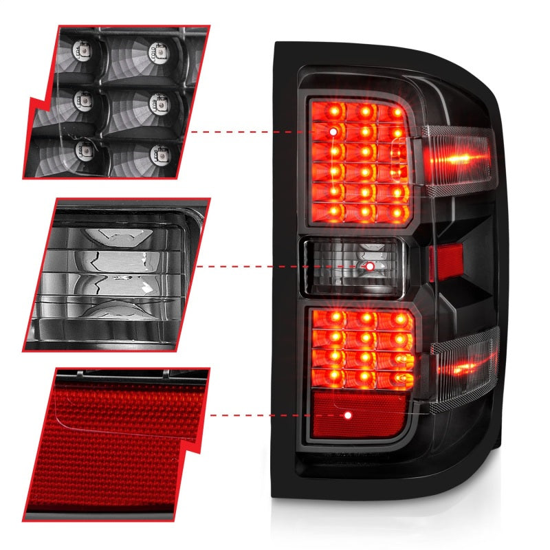 Load image into Gallery viewer, ANZO 15-19 Chevy Silverado 2500HD/3500HD (Factory Halogen Only) LED Tail Lights Black w/Clear Lens
