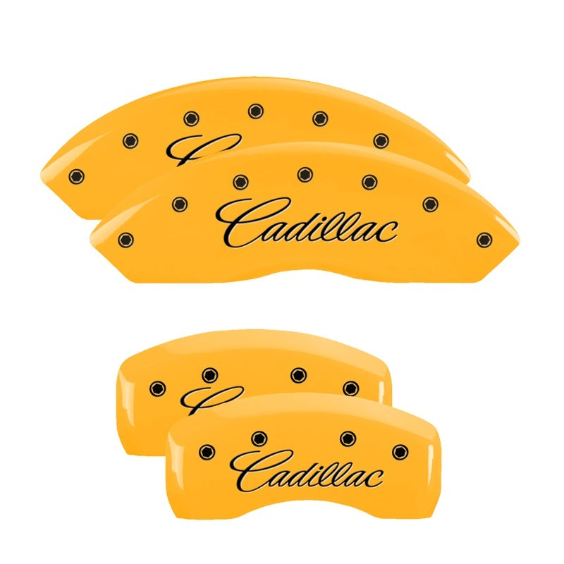 Load image into Gallery viewer, MGP 4 Caliper Covers Engraved Front &amp; Rear MGP Yellow finish black ch
