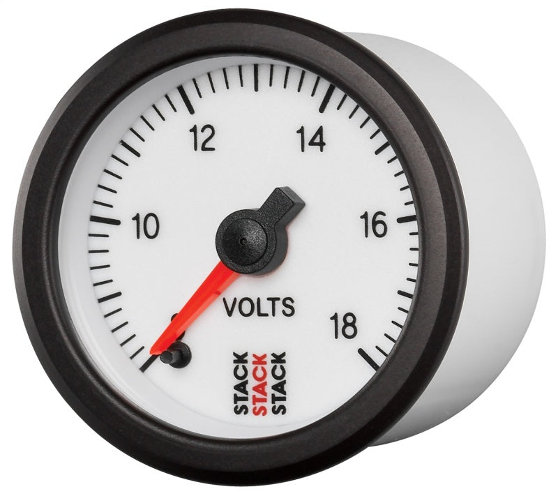 Load image into Gallery viewer, Autometer Stack 52mm 8-18V Pro Stepper Motor Battery Voltage Gauge - White
