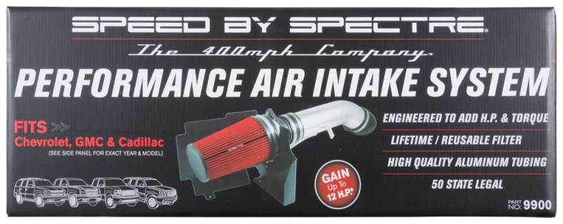 Load image into Gallery viewer, Spectre 99-07 GM Truck V8-4.8/5.3/6.0L F/I Air Intake Kit - Clear Anodized w/Red Filter
