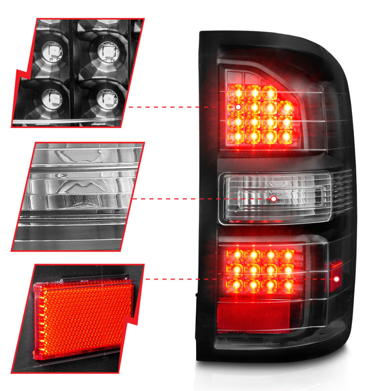 Load image into Gallery viewer, ANZO 2014-2018 GMC Sierra LED Tail Lights Black Housing Clear Lens
