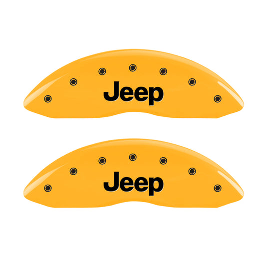 MGP 4 Caliper Covers Engraved Front & Rear Jeep Yellow Finish Black Char 2004 Jeep Grand Cherokee