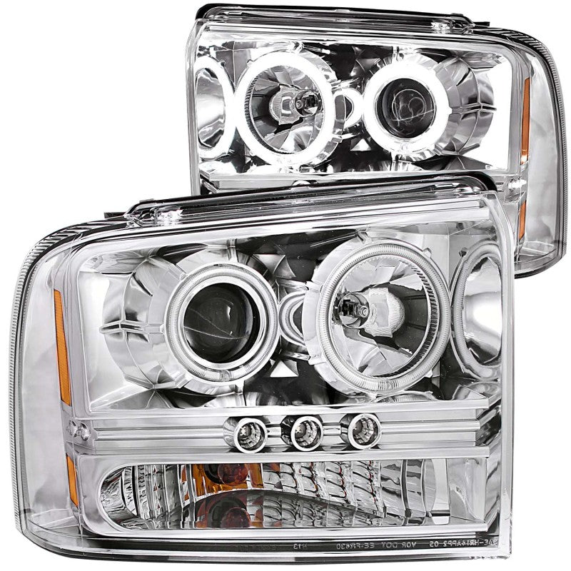 Load image into Gallery viewer, ANZO 2005-2007 Ford Excursion Projector Headlights w/ Halo Chrome w/ LED Strip (CCFL) 1pc
