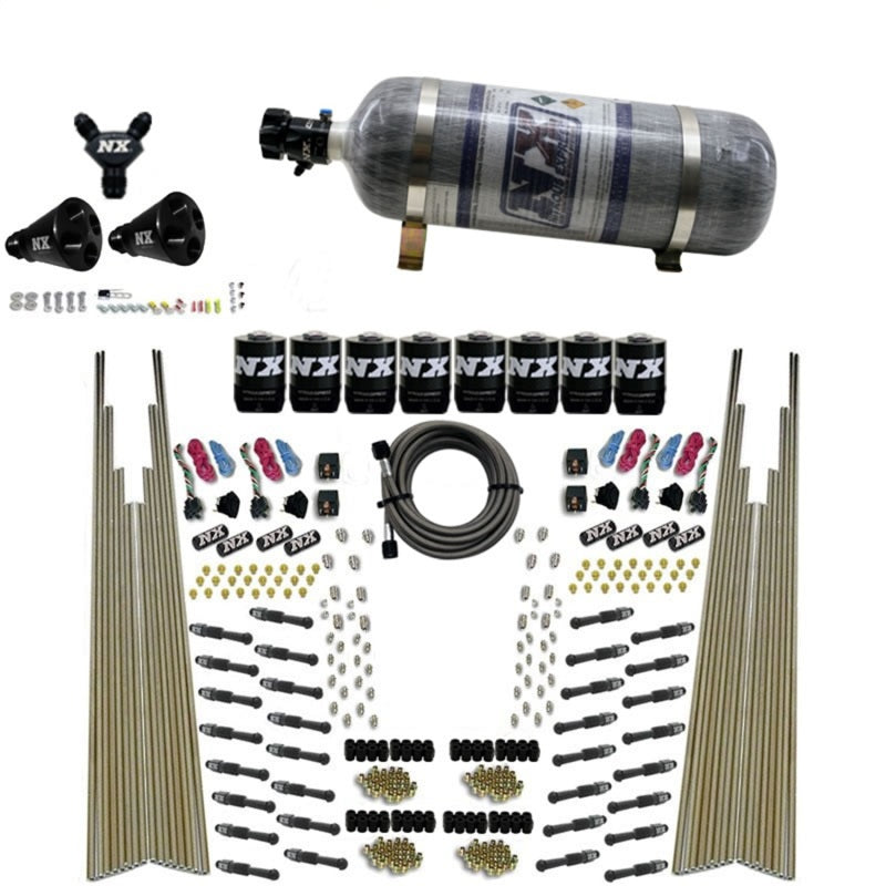 Load image into Gallery viewer, Nitrous Express 8 Cyl Dry Direct Port Four Stage 8 Solenoids Nitrous Kit (200-600HP) w/Comp Bottle
