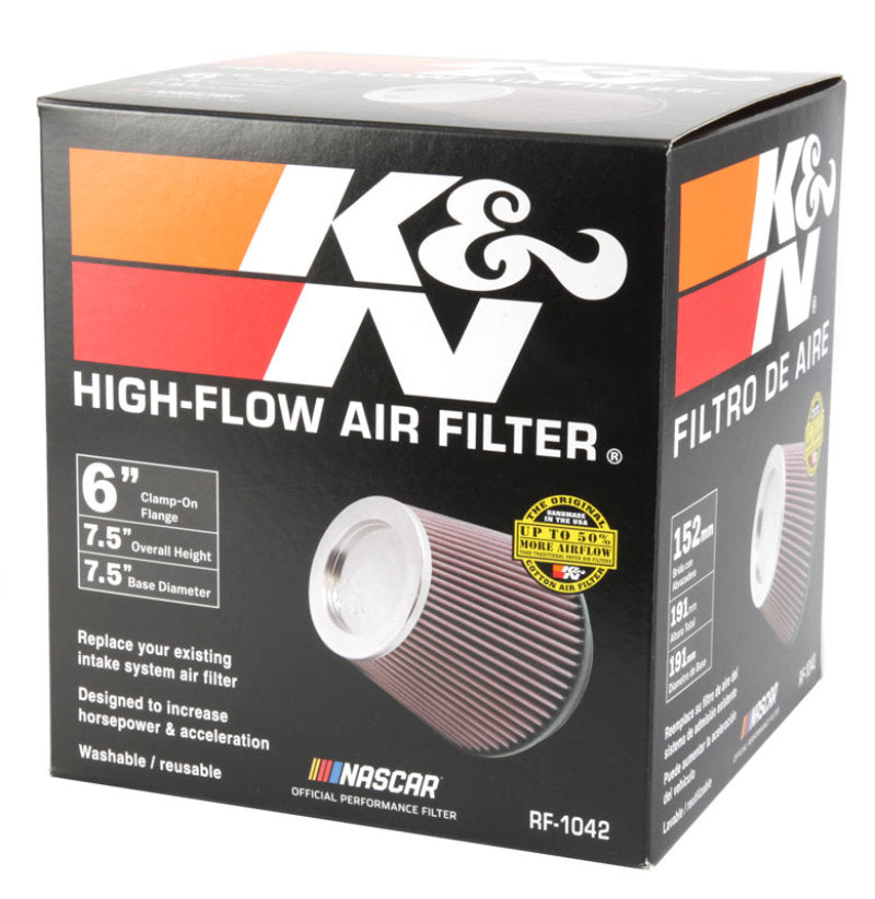 Load image into Gallery viewer, K&amp;N Round Tapered Universal Air Filter 6in Flange ID x 7.5in Base OD x 5in Top OD x 6.5in Height
