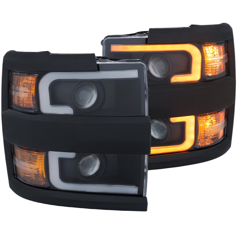 Load image into Gallery viewer, ANZO Projector Headlights 15-17 Chevrolet Silverado 2500HD / 3500HD Black w/ Black Rim
