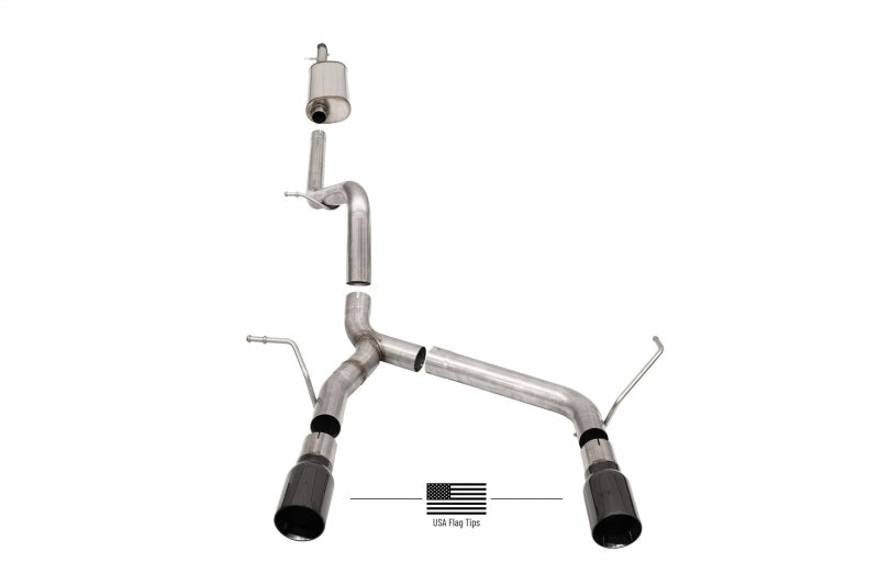 Load image into Gallery viewer, Corsa 07-18 Jeep Wrangler JKU 3.6L/3.8L 2.75in Sport Cat-Back Exhaust w/ 4in American Flag  BlacTips
