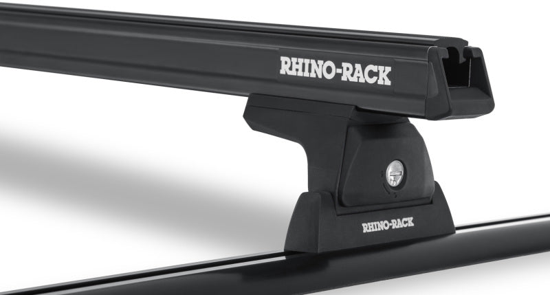 Load image into Gallery viewer, Rhino-Rack 07-10 Jeep Wrangler 2 Door SUV Heavy Duty RLT600 Track Mount 2 Bar Roof Rack - Black
