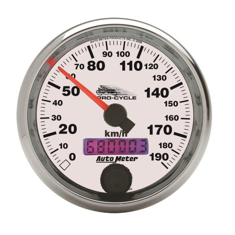 Load image into Gallery viewer, Autometer Pro-Cycle Gauge Speedo 2 5/8in 190 Kmh Elec White
