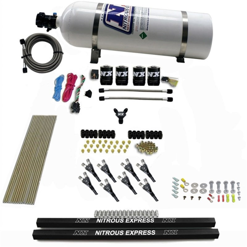 Load image into Gallery viewer, Nitrous Express Pro-Shk/Gas 4 Solenoids Nitrous Kit (200-600HP) w/Rails and 15lb Bottle
