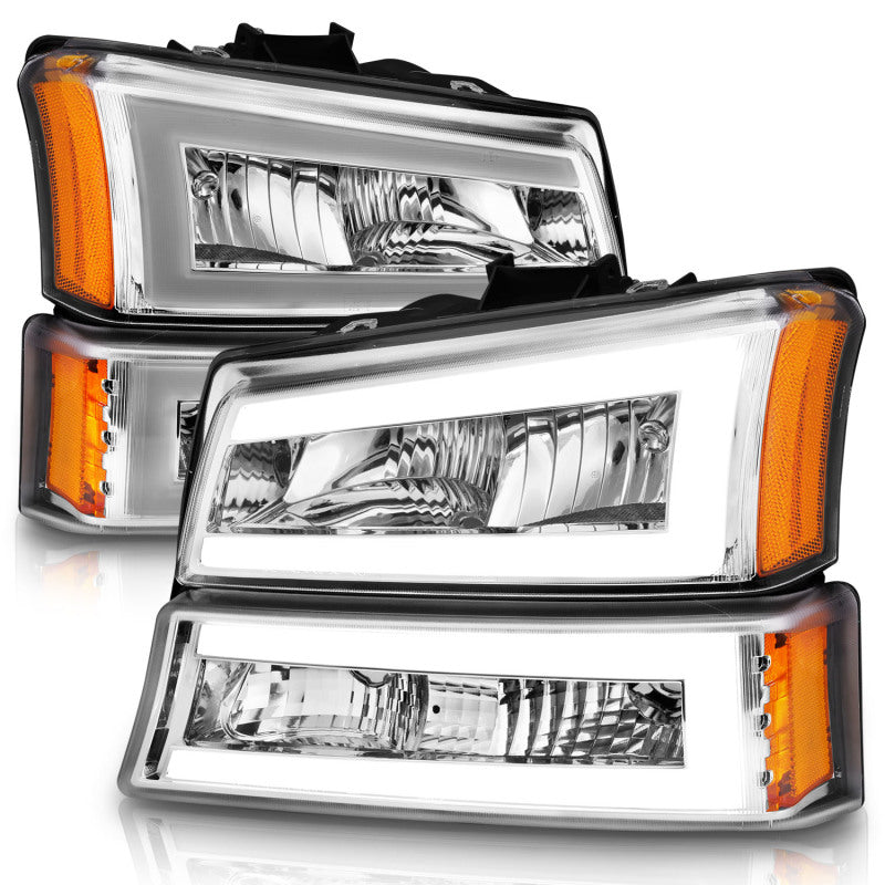 Load image into Gallery viewer, ANZO 2003-2006 Chevrolet Silverado 1500 Crystal Headlights w/ Light Bar Chrome Housing
